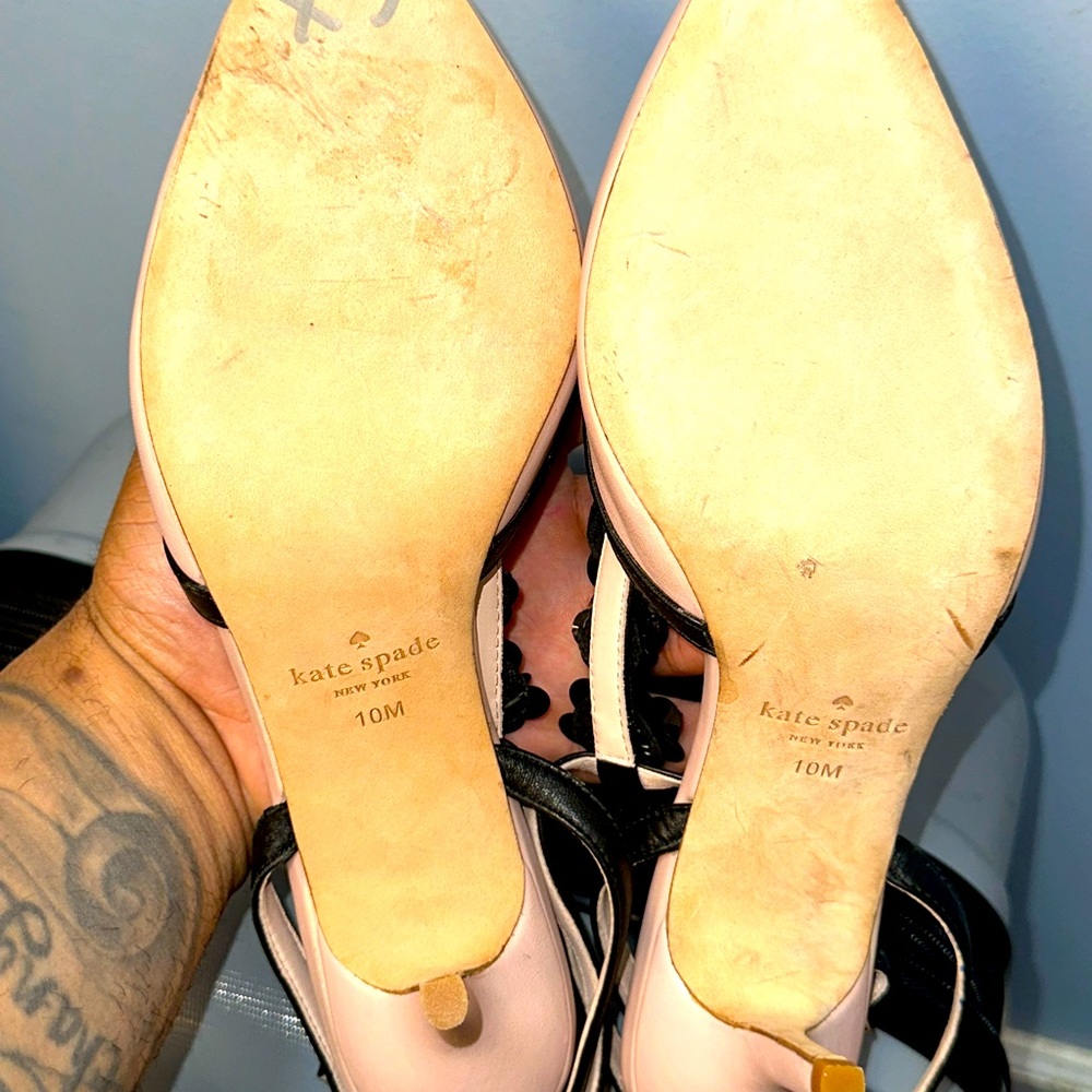 Kate Spade ♠️ New York Vintage Jayme Pumps soft Pink & black Flowers Barbiecore - Picture 3 of 10